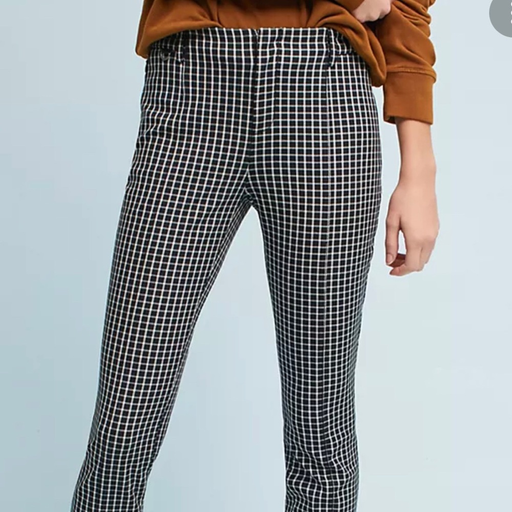 Anthropologie essential slim window pane cropped pants